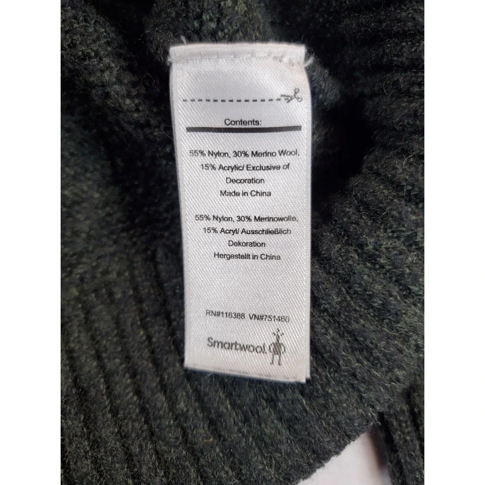 Smartwool Mens Merino Wool Blend‎ Textured Crewneck Sweater Green Large Raglan